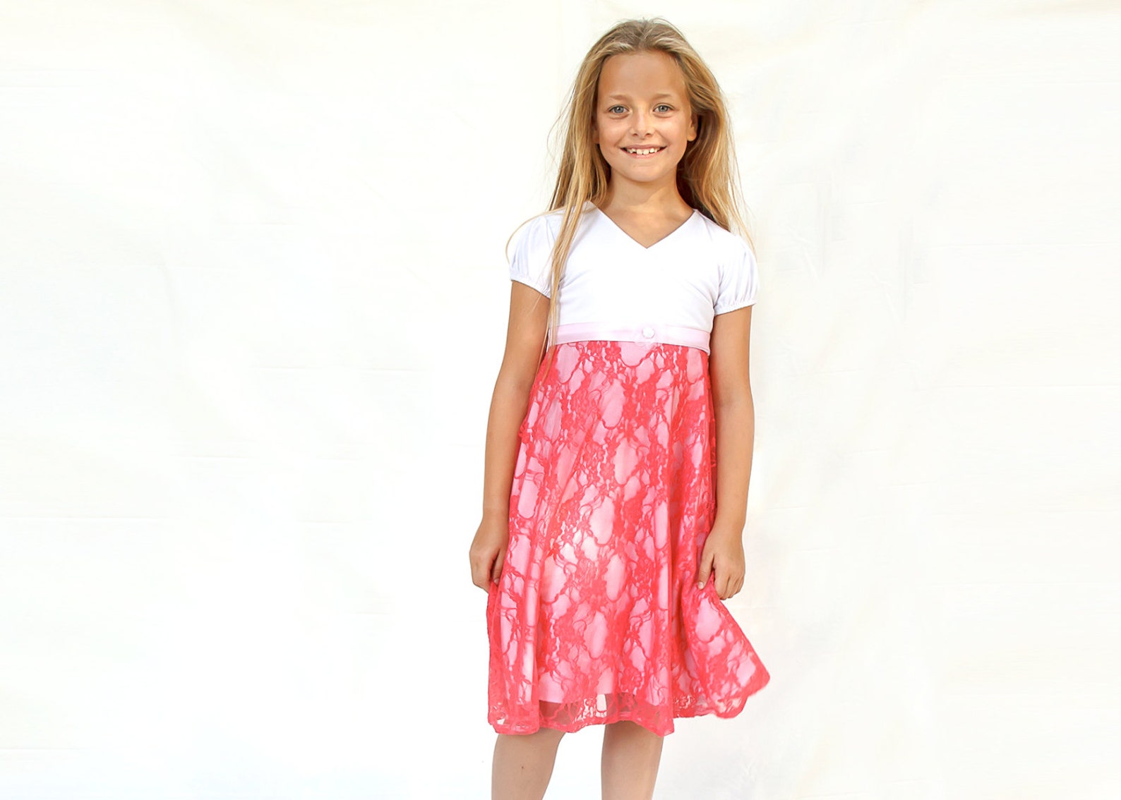 Pink Lace Dress for Girls Pink Flower Girls Dress Pink Party Dress for
