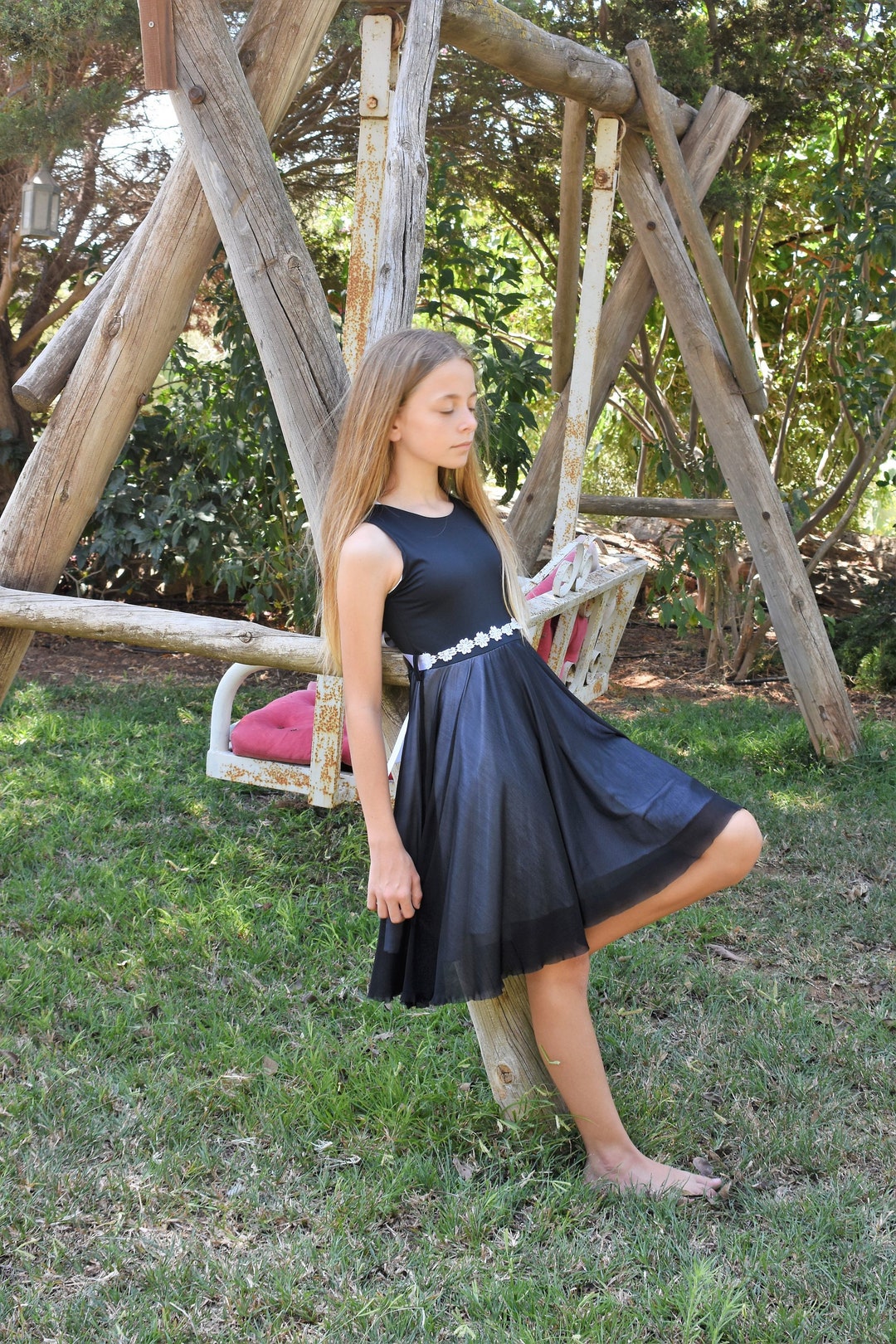 Little girls black and white dresses top