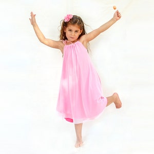 Pink flower girl tulle dress pink party dress for girls double layer dress for flower girls image 3
