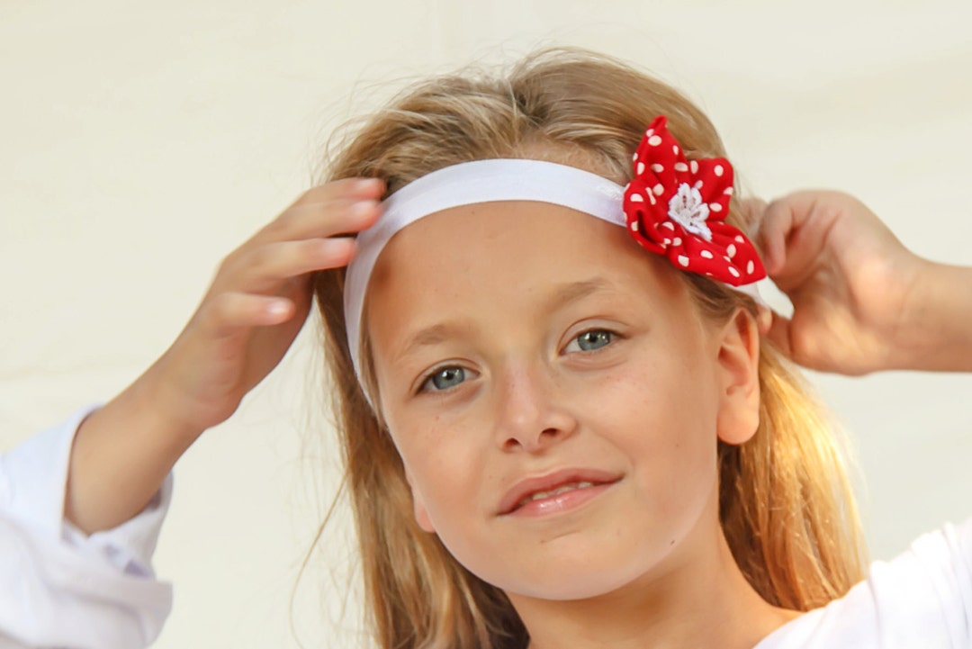 Red Polka Dot Flower Headband for Girls - Baby and Girl Flower Headband ...