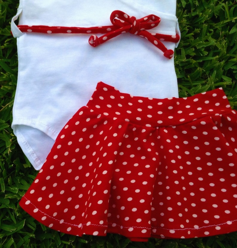 White Bodysuit and Red Polka Dot Skirt Clothing Set for Baby Etsy