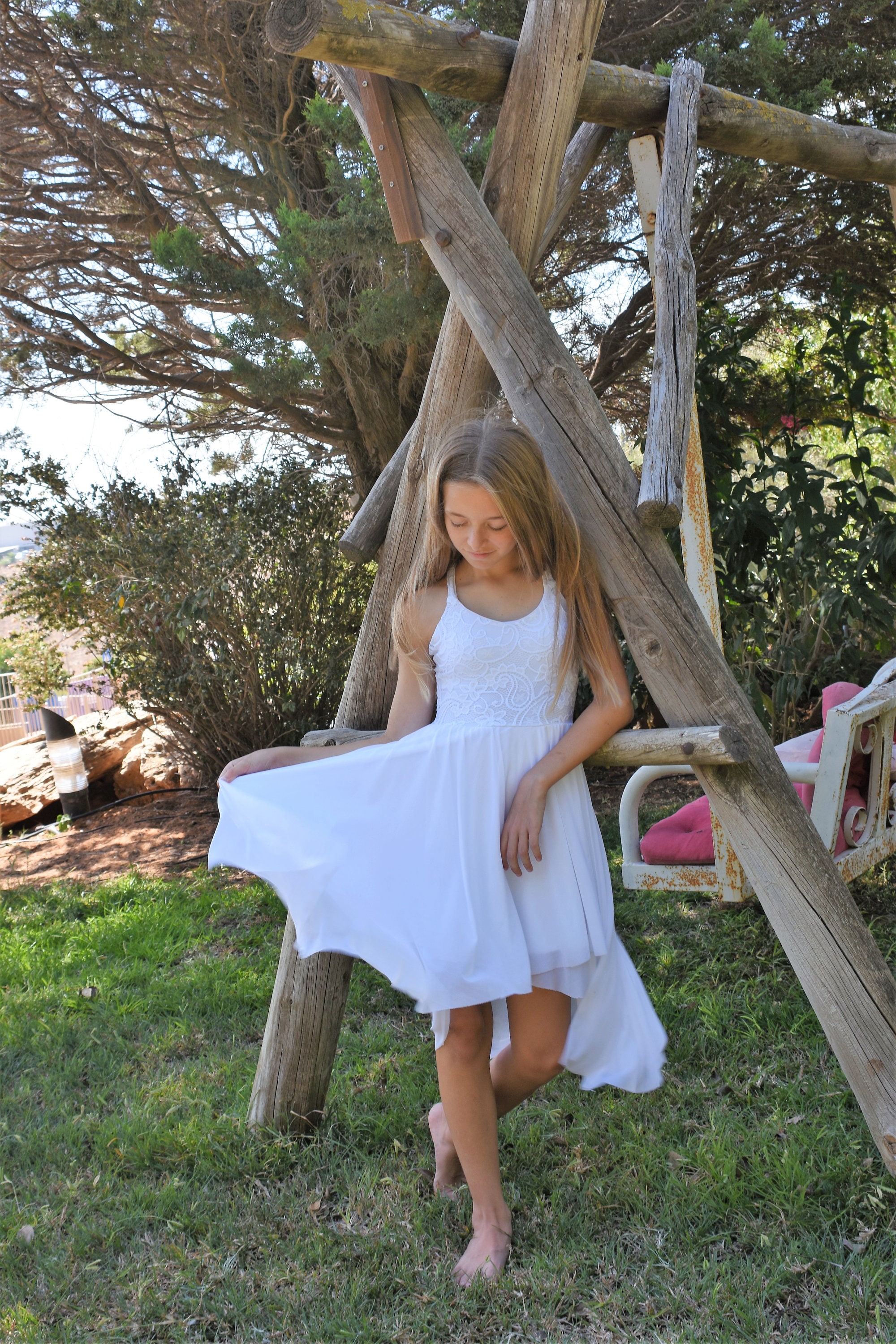 White lace dress for teenage best sale girl