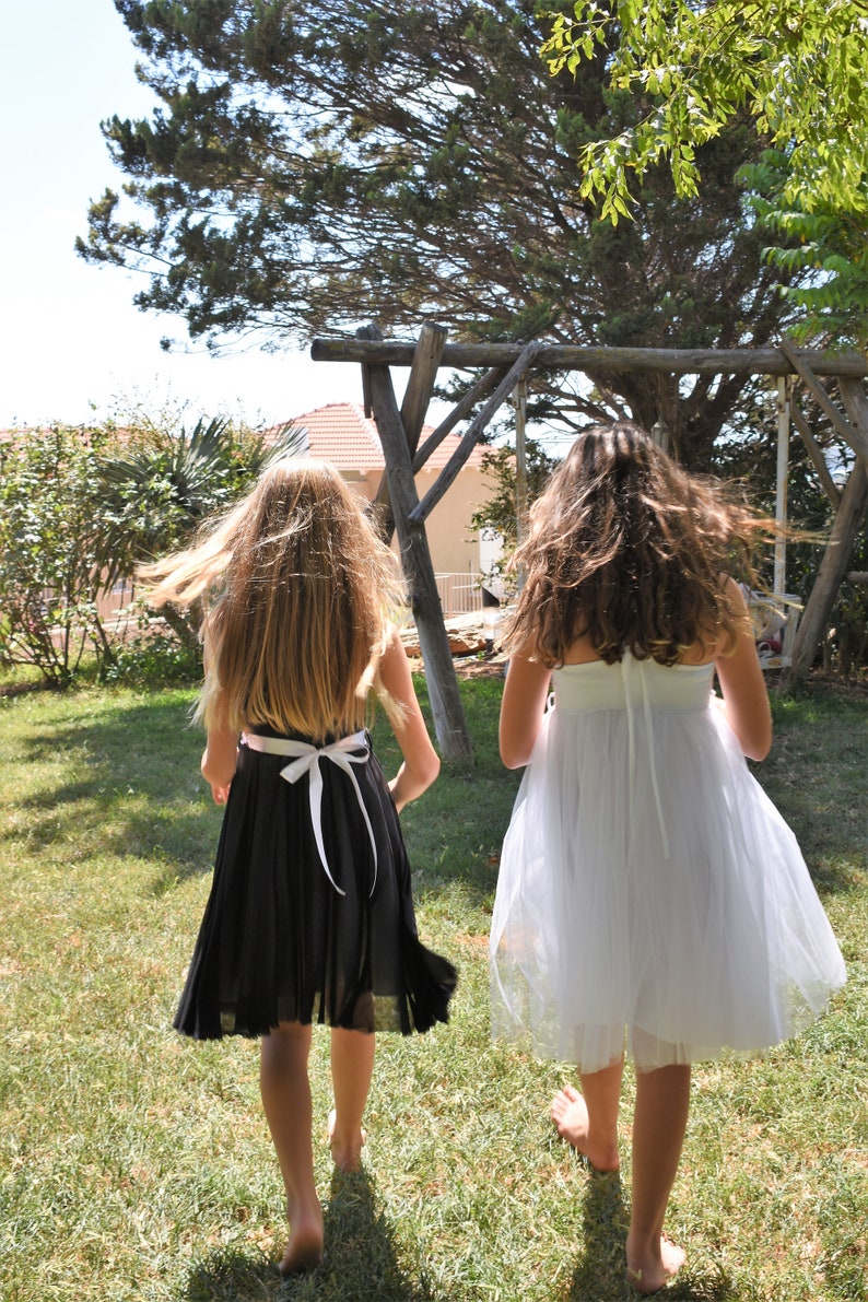 Robe Fille Ado Taille L Noir Avec Bretelle Blanche - Occasion Très Bon état - Longueur Genou
