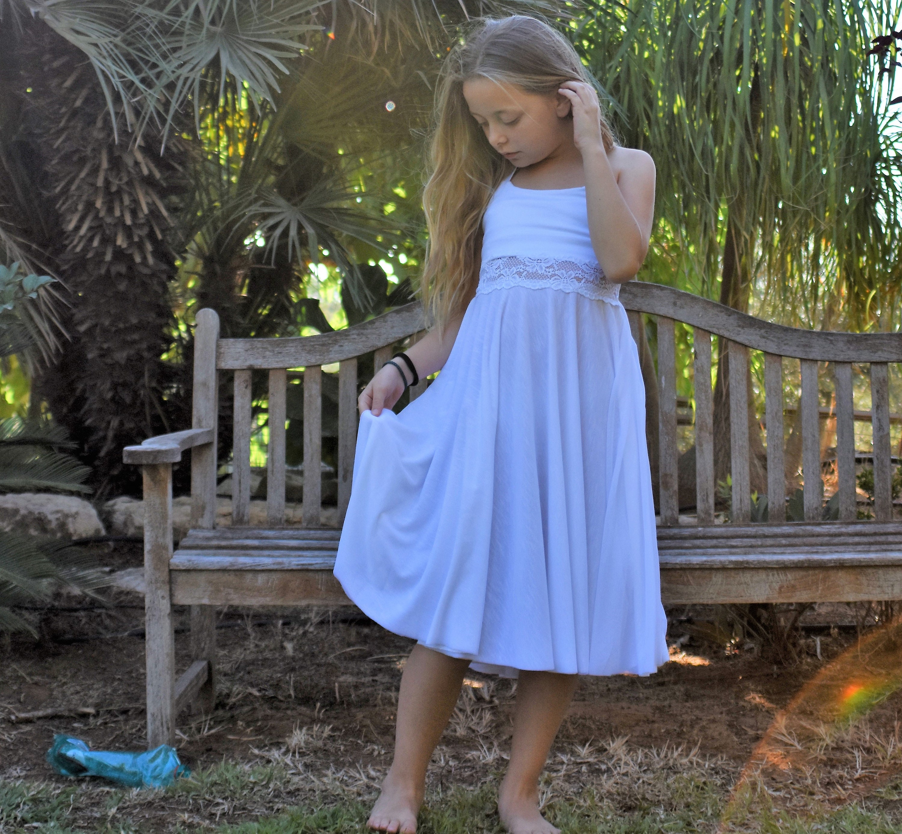 White Teenage Dress Summer Twirly White Dress White Flower Etsy