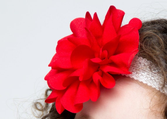 Ensemble rouge fleurs avec bandeau bébé fille