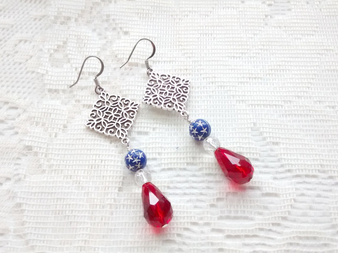 Patriotic Earrings Memorial Day Jewelry Fourth of July - Etsy