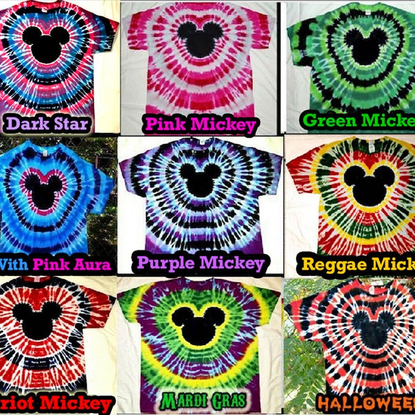 Tie-Dye Mickey Mouse family shirts! Use Sizing Guide! The Original Handmade 2-Sided from Heavenly Daze Onesie to adult Plus 10XL Matching