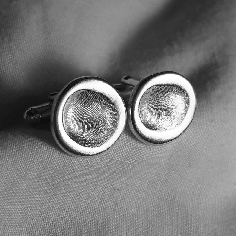 FINGERPRINT CUFFLINKS Personalized Silver Fingerprint Cuff Links