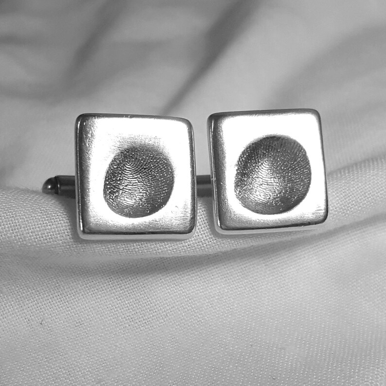 FINGERPRINT CUFFLINKS Personalized Silver Fingerprint Cuff Links