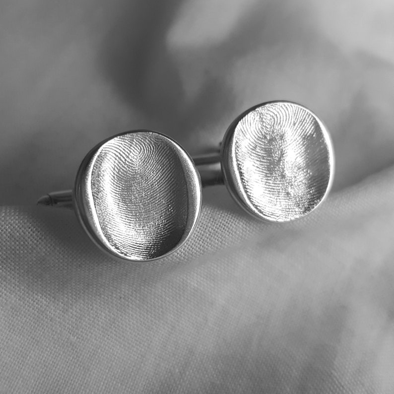 FINGERPRINT CUFFLINKS Personalized Silver Fingerprint Cuff Links