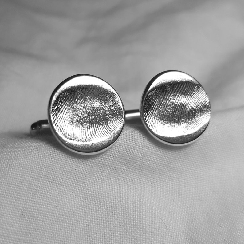 FINGERPRINT CUFFLINKS Personalized Silver Fingerprint Cuff Links