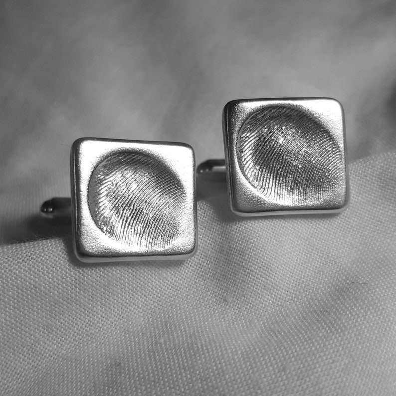 FINGERPRINT CUFFLINKS Personalized Silver Fingerprint Cuff Links