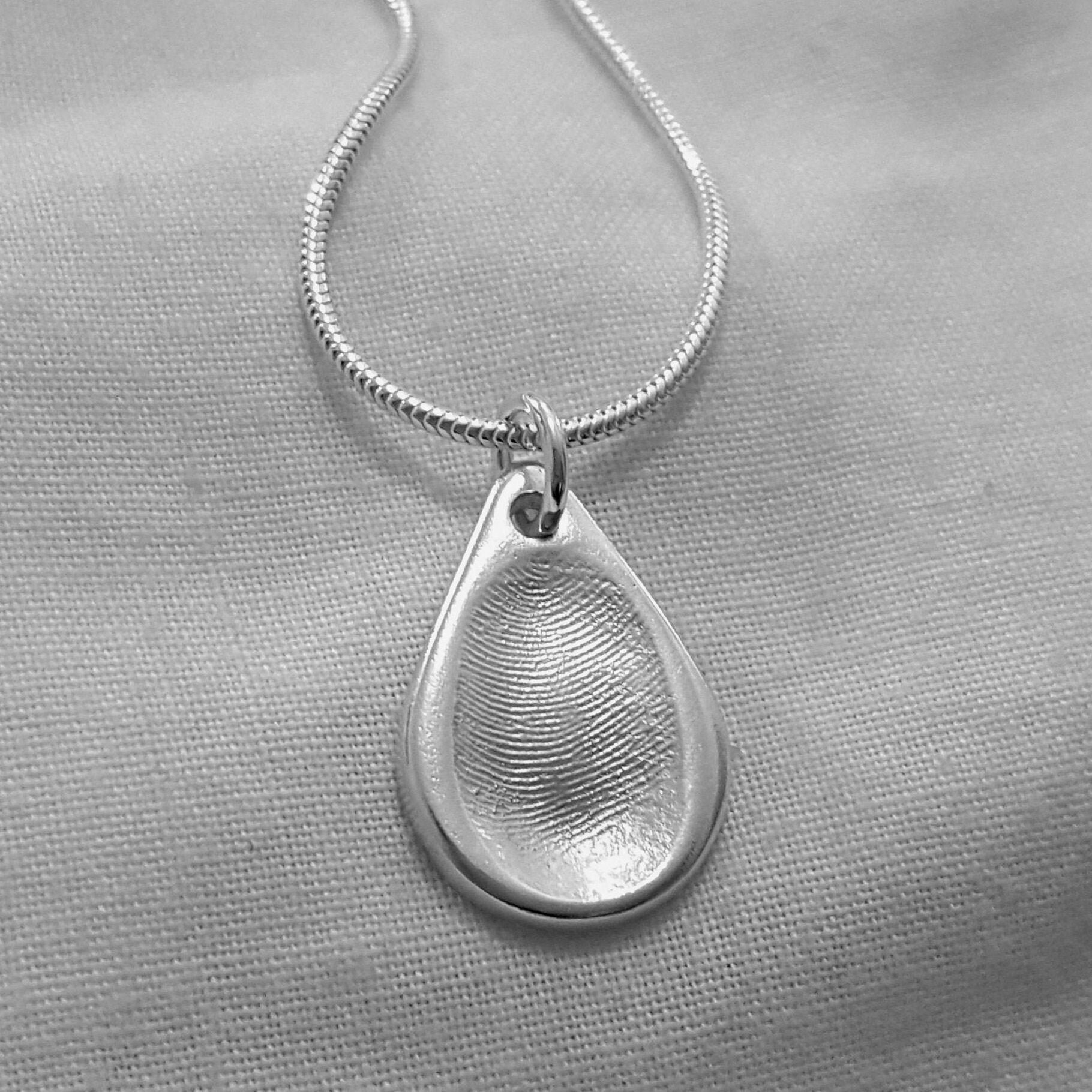 Fingerprint Necklace Charm - Thumbprint Necklace Fingerprint Jewelry Personalised Silver Jewellery Gifts For Mums