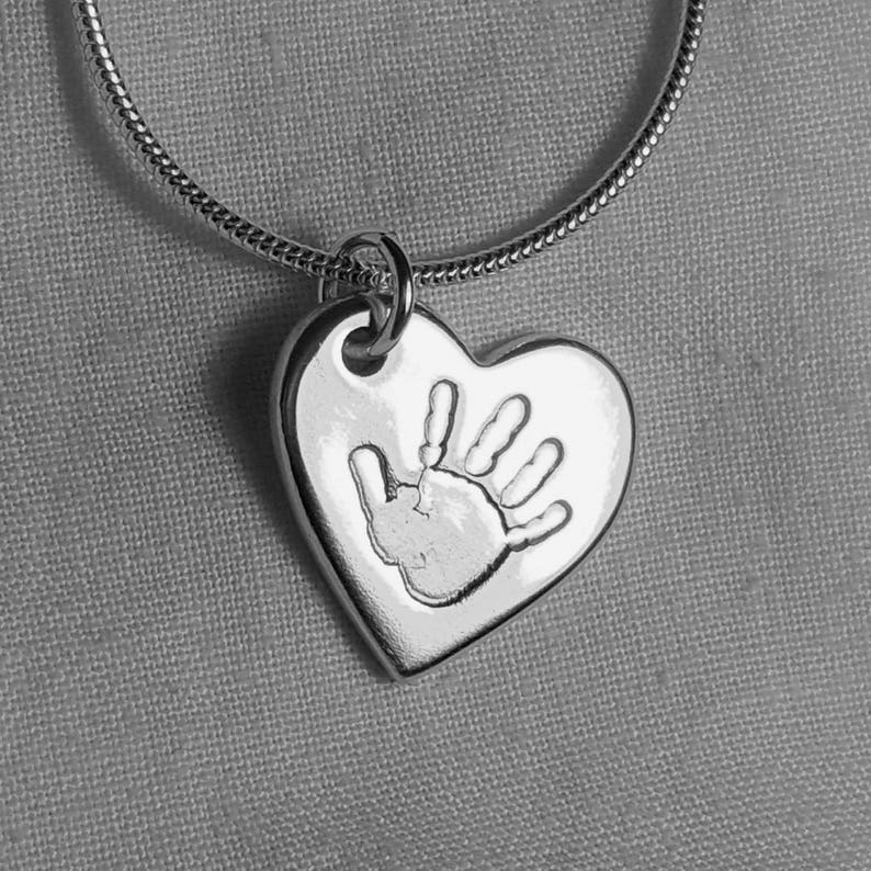 HANDPRINT NECKLACE Personalized Silver Footprint Handprint Etsy