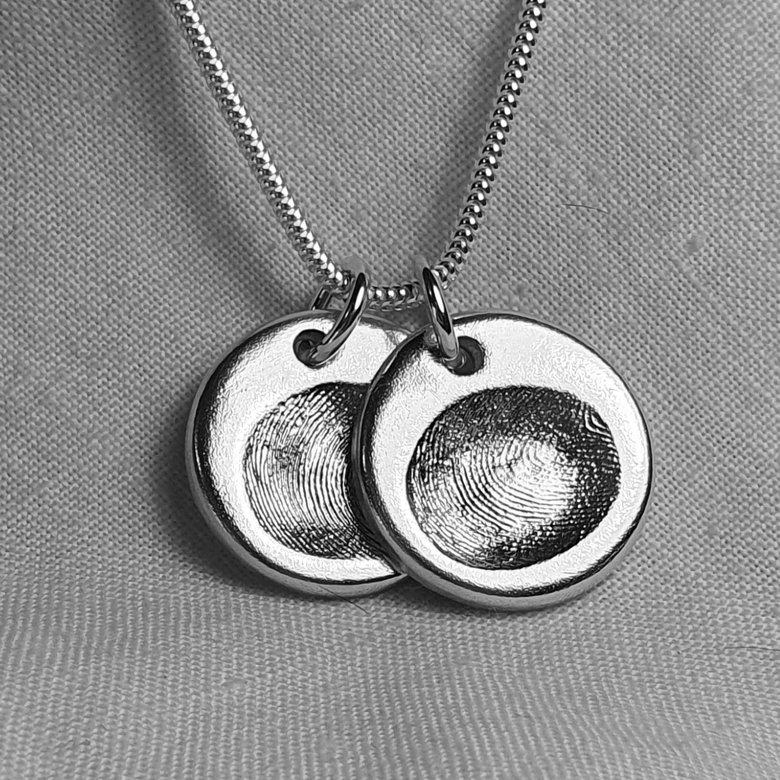 Fingerprint Necklace Charm - Thumbprint Necklace Fingerprint Jewelry Personalised Silver Jewellery Gifts For Mums