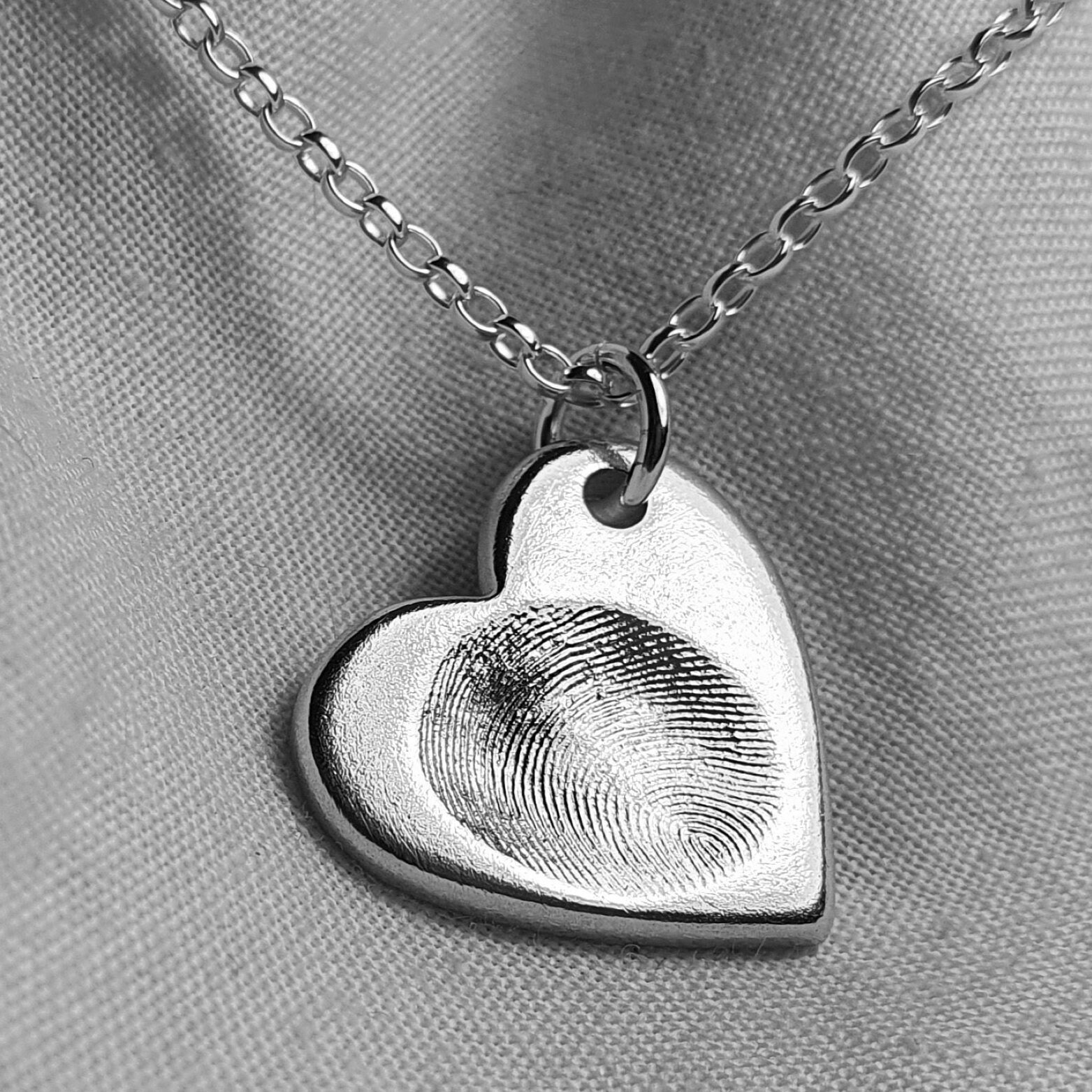 Fingerprint Necklace Charm - Thumbprint Necklace Fingerprint Jewelry Personalised Silver Jewellery Gifts For Mums