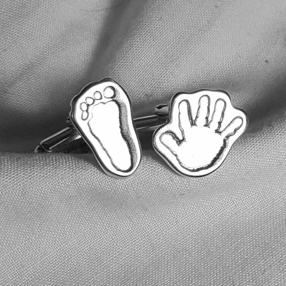 Footprint Handprint Cufflinks - Hand Print Cuff Links Father’s Day Gift