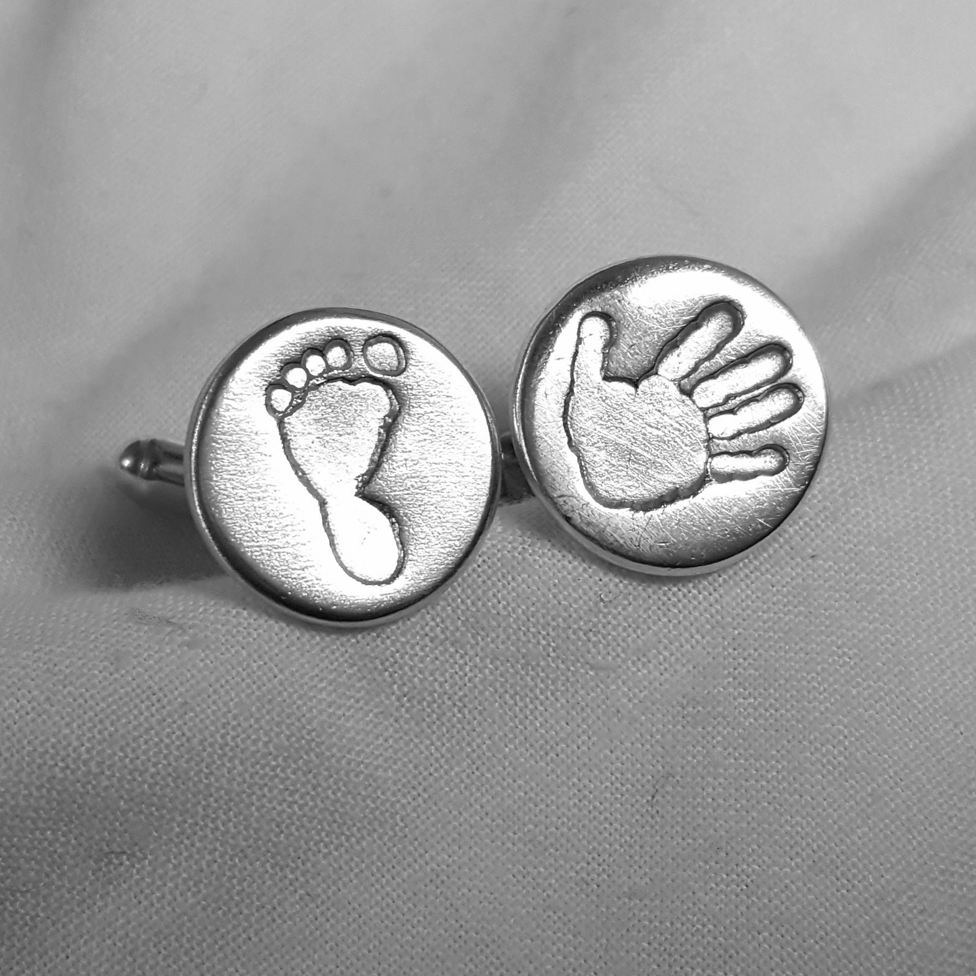 Handprint Footprint Cufflinks - Hand Print Cuff Links Gifts For New Father Present Grandfather Father’s Day