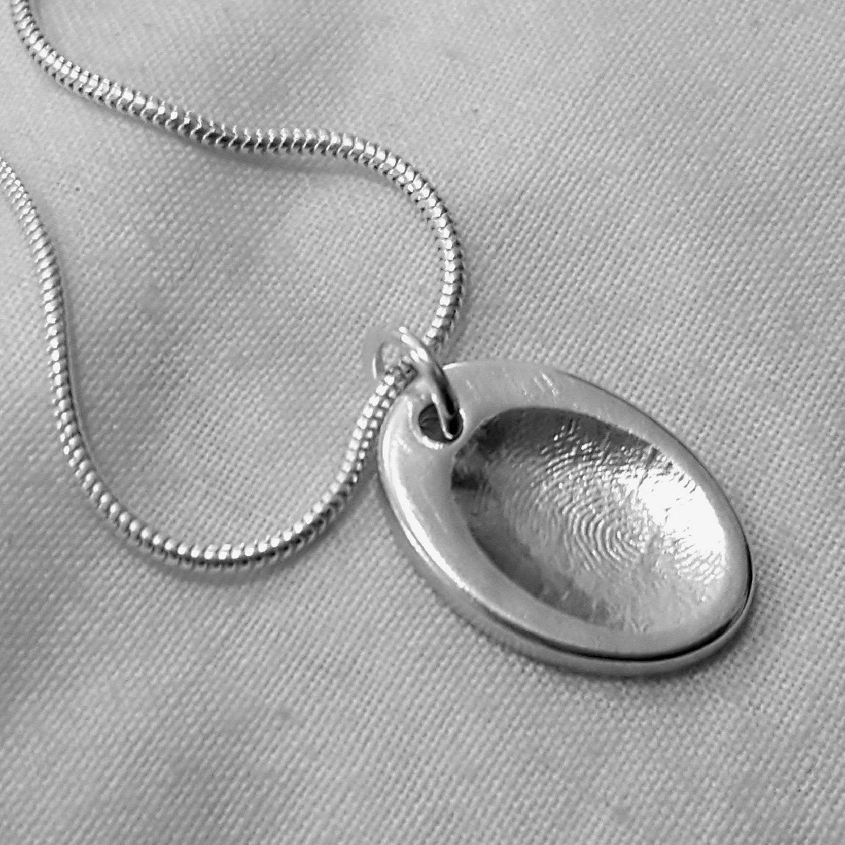 Fingerprint Necklace Charm - Fingerprint Jewellery Thumbprint Necklace Personalized Jewelry Gifts For Mom & Grandma