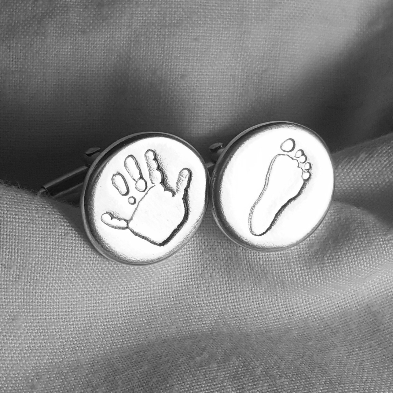 Handprint Footprint Cufflinks - Handprint Cuff Links Gifts For New Father Present Husband Father’s Day