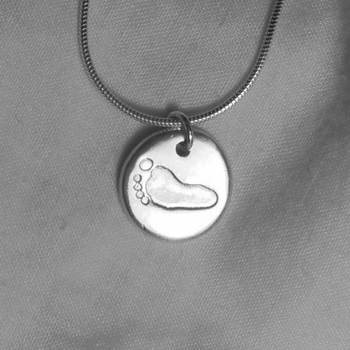 Footprint Necklace Personalized Silver Footprint Handprint Fingerprint Jewellery Chain Pendant Charm