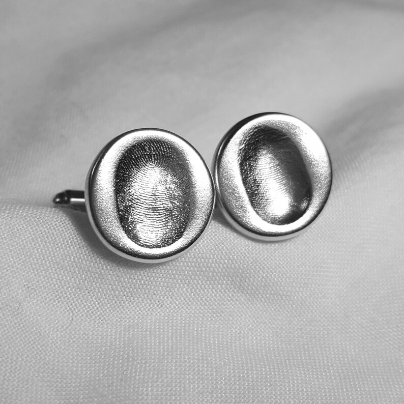 FINGERPRINT CUFFLINKS Personalized Silver Fingerprint Cuff Links