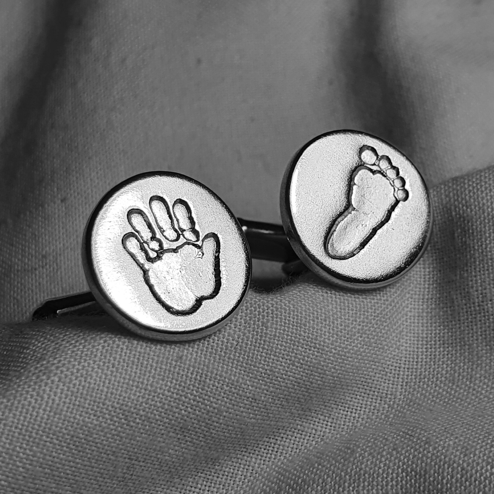 Handprint Footprint Cuffinks Personalised Silver Foot Print & Hand Cuff Links