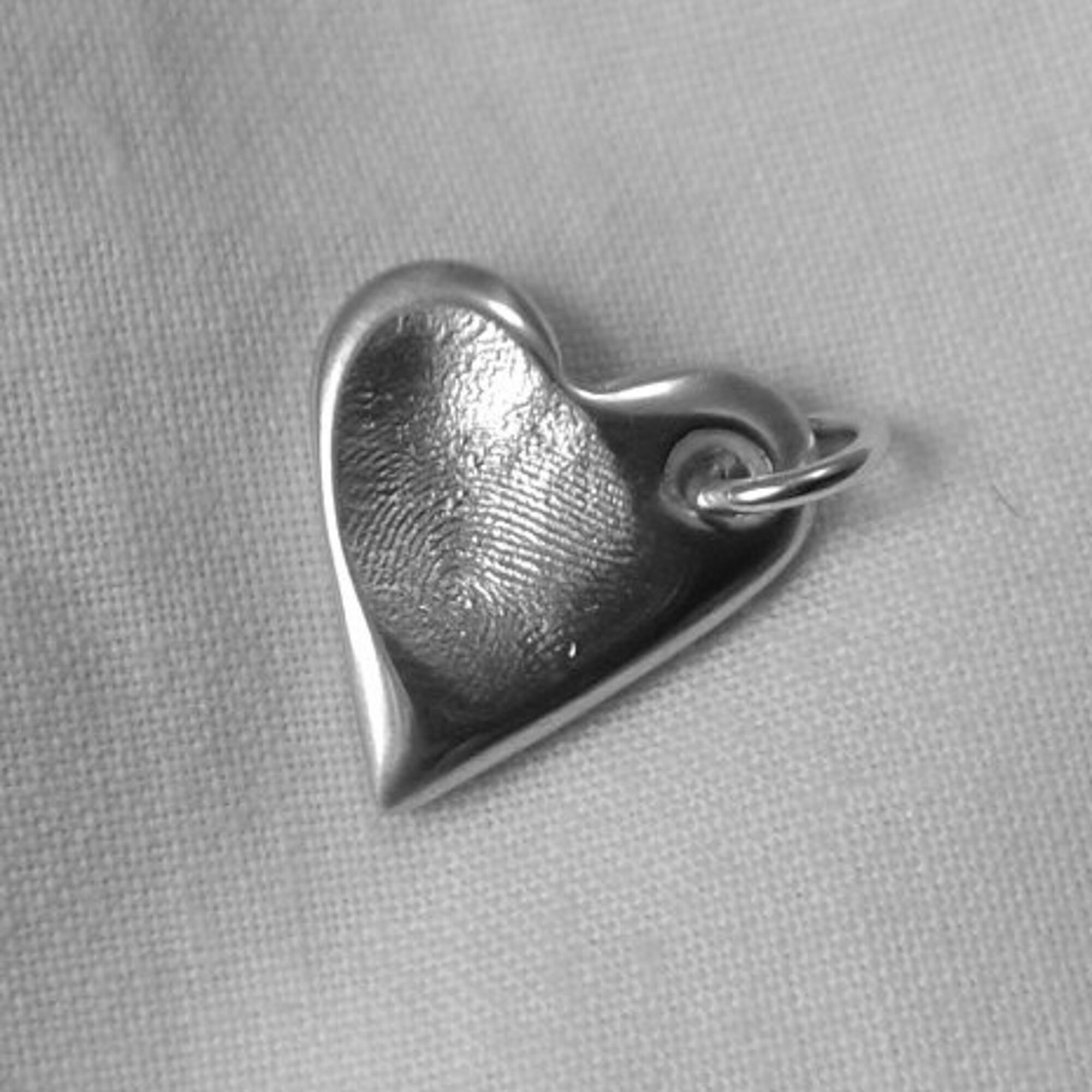 Fingerprint Charm Pendant - Silver Fingerprint Jewellery Thumbprint Charm Personalized Jewelry Gifts For Mum