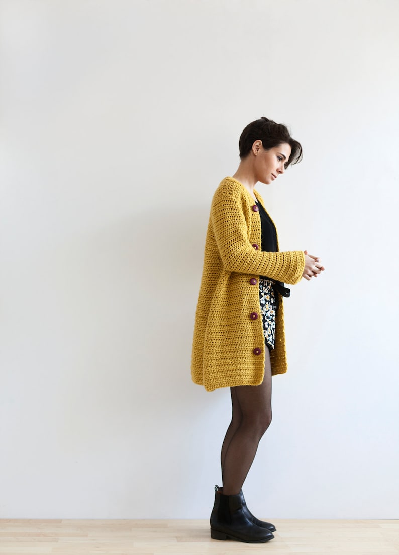 Mustard Crochet Kimono Jacket for Women PDF in English Etsy.de