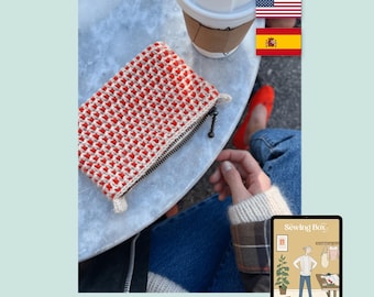 Patrón de punto de PetiteKnit, proyecto a dos agujas de bolso neceser en PDF con The Sewing Box Magazine