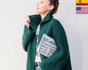 Patrón de cárdigan de punto verde PDF