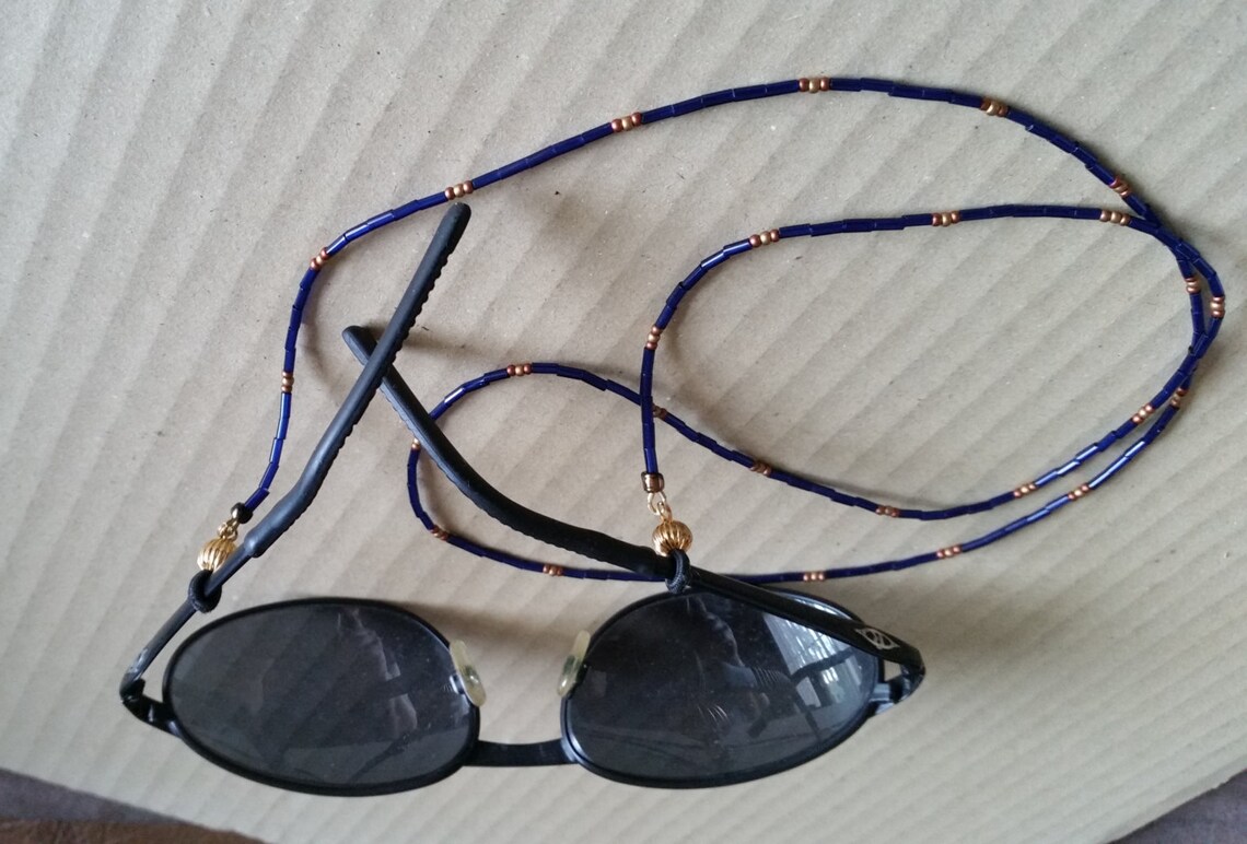 3 BLUE BEADED EYEGLASS Cords. Assorted Iridescent and Cobalt Etsy