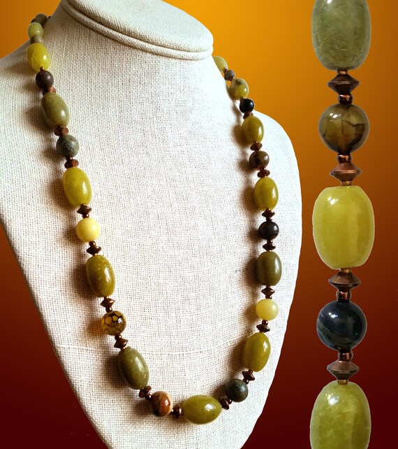 Crackle Agate Necklace,White Jade Necklace,Beaded Necklace,Gemstone Necklace,Women/'s Necklace