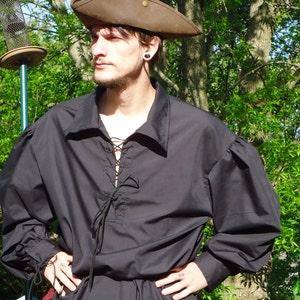 Unisex Renaissance Style Shirt with Suede Leather Lacings &quot;FREE SHIPPING&quot;