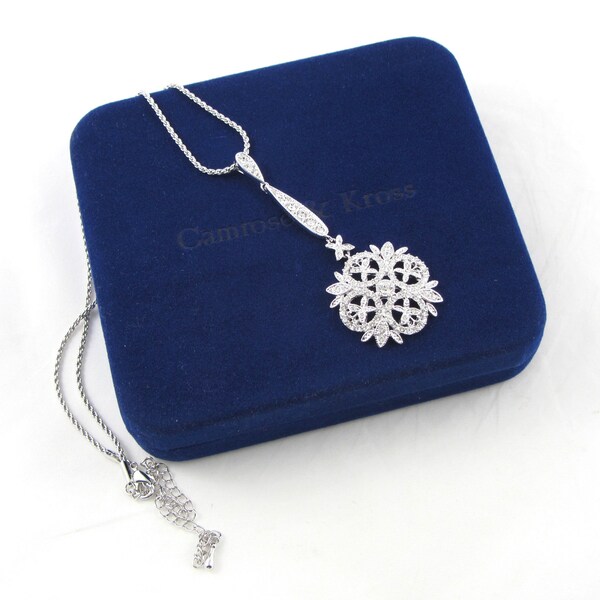 Camrose Kross Winter Necklace | Crystal Pendant | Jackie Kennedy | JBK | Kennedy Jewelry | Original Box