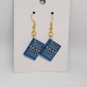 Murder on the Orient Express Miniature Book Earrings, Mini Book Earrings, Agatha Christie Book Cover, Book Nook, Ready to Ship, MarjorieMae