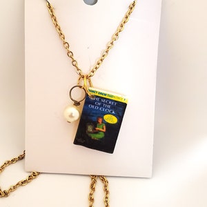 Nancy Drew Mini Book Necklace, Miniature Book Necklace, Reader Gift, Teacher Gift, Book Charm, Ready to Ship, Book Nook MarjorieMae