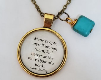 Reading Quote Necklace, Book Quote necklace, Comfort of a Book, Reader Gift, Bookish Necklace, Ready to Ship, Book Nook, MarjorieMae