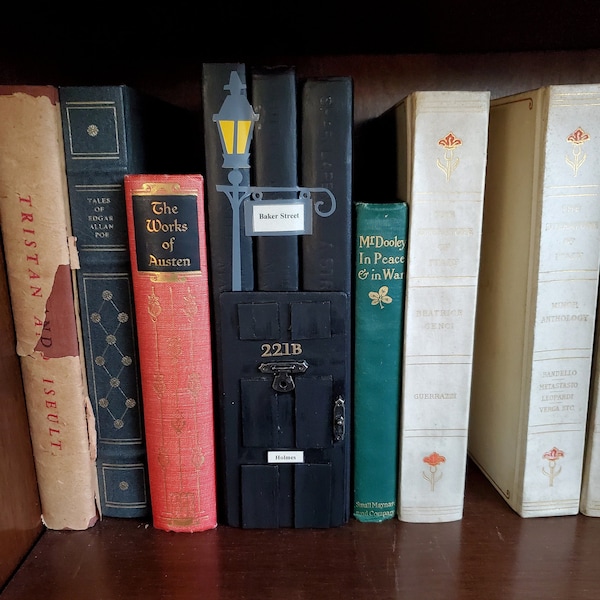Sherlock Holmes Inspired Book Nook Door, Book Art, Book Decor, 221B Door, Bookshelf Insert, Fandom, Book Nook, Ready to Ship, MarjorieMae