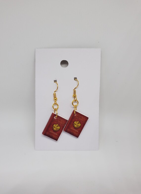 Red Mini Book Drop Earrings 1984 Miniature Book Earrings, Mini Book Earrings, 1984 Book  main image 3