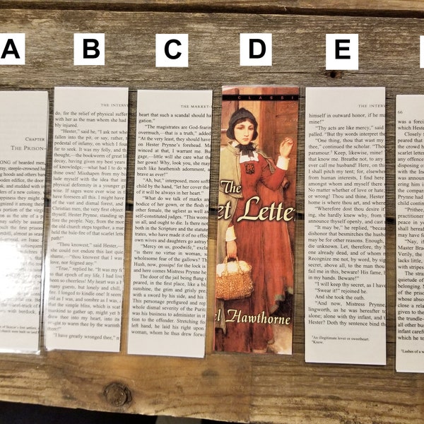 Scarlet Letter Book Page Bookmarks, Real Book Page Bookmarks, Nathaniel Hawthorne, Book Nook, Book Excerpt, Book Gift, MarjorieMae