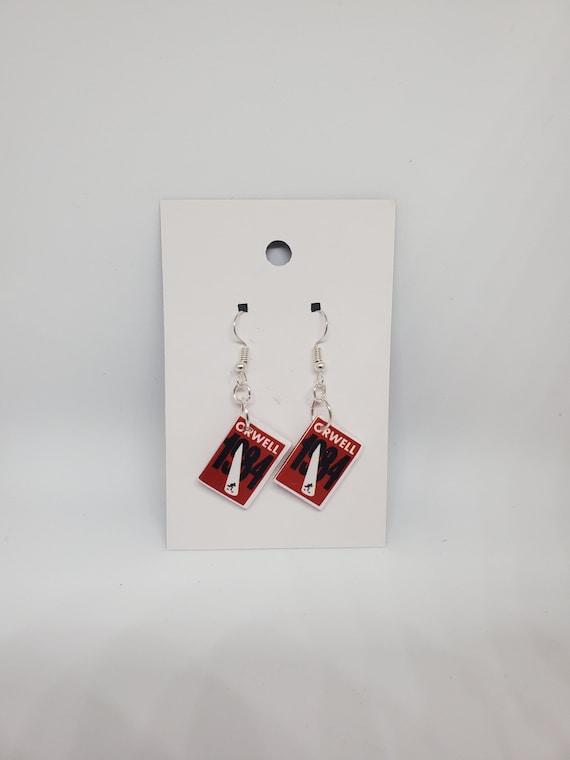 1984 Miniature Book Earrings, Mini Book Earrings, 1984 Book 