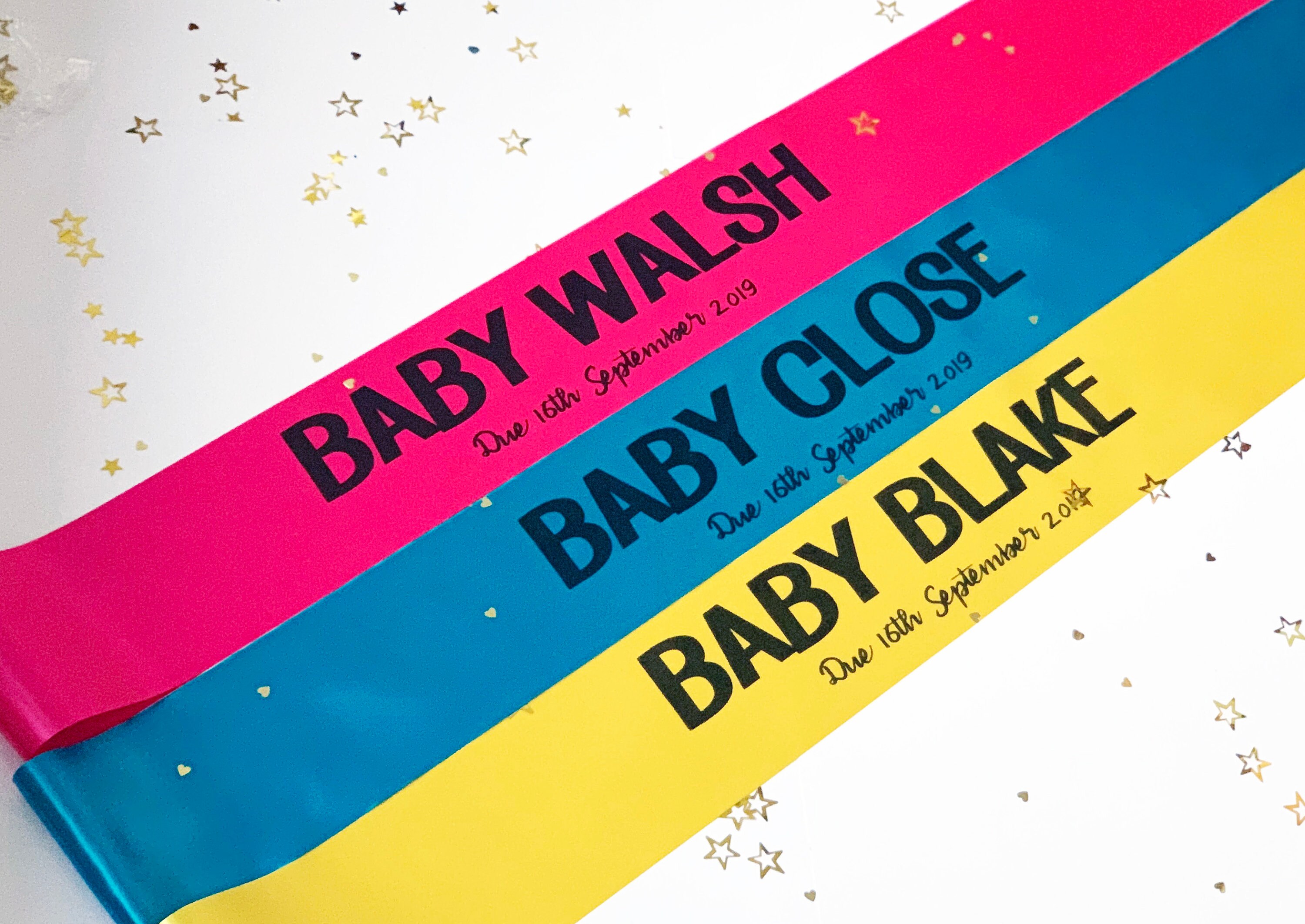 personalised baby shower sash