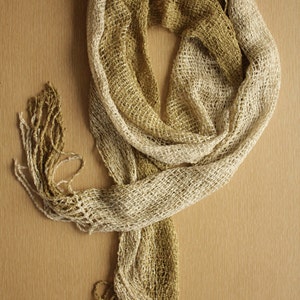 Tan and cream silk bouche scarf
