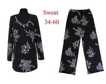 Sweat fabric A4 + A0 pattern + picture sewing instructions tunic + pants 34-60 ebook, women's pants, pattern, tunic, pajamas, women's shirt, jersey pants