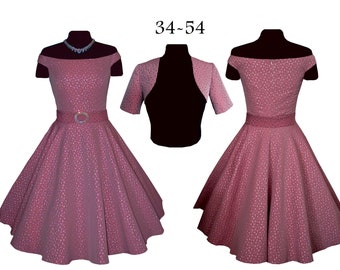 Schnittmuster+Bildnähanleitung(ebook)Petticoatkleid+Bolero 34-54,50ies Kleid,Retrokleid,50er Jahre Kleid,große Größen,Bolero,Vintagekleid,