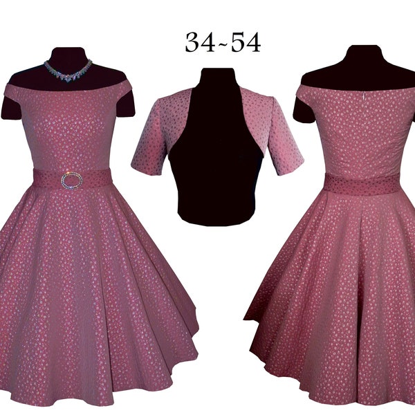 Schnittmuster+Bildnähanleitung(ebook)Petticoatkleid+Bolero 34-54,50ies Kleid,Retrokleid,50er Jahre Kleid,große Größen,Bolero,Vintagekleid,