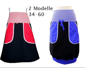 Sewing pattern + picture sewing instructions (ebook) Rock Helene Gr. 34-60 cuff skirt, slip skirt, midi skirt