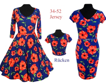 A0/A4 Sewing pattern jersey dress + picture sewing instructions Ronja 34-52 stretch dress, jersey dress, 50s, dress, large sizes, circle skirt, petticoat dress, ebook