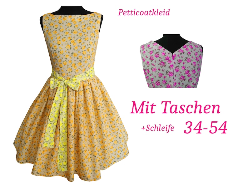 SchnittmusterBildnähanleitung ebook Petticoatkleid, Kleid, 50ies Kleid, 50er Jahre Kleid,Retrokleid,Vintagekleid,Kleid, große Größen 34-54 Bild 1